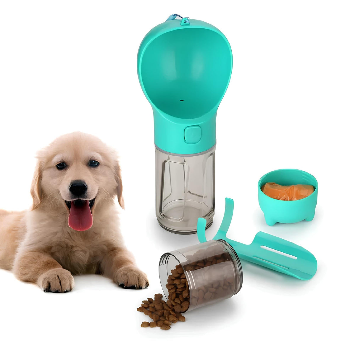 3 in 1 Portable Dog Water Bottle Dispenser-Dog Food Container with Doggy Poop Bags-3 in 1 Portable Dog Water Bottle Dispenser-Dog Food Container with Doggy Poop Bags-Courdon-Courdon-