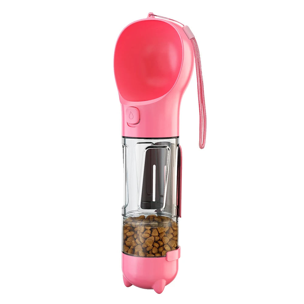 3 in 1 Portable Dog Water Bottle Dispenser-Dog Food Container with Doggy Poop Bags-3 in 1 Portable Dog Water Bottle Dispenser-Dog Food Container with Doggy Poop Bags-Courdon-Pink-300ml-Courdon-SKU679905032674800467756