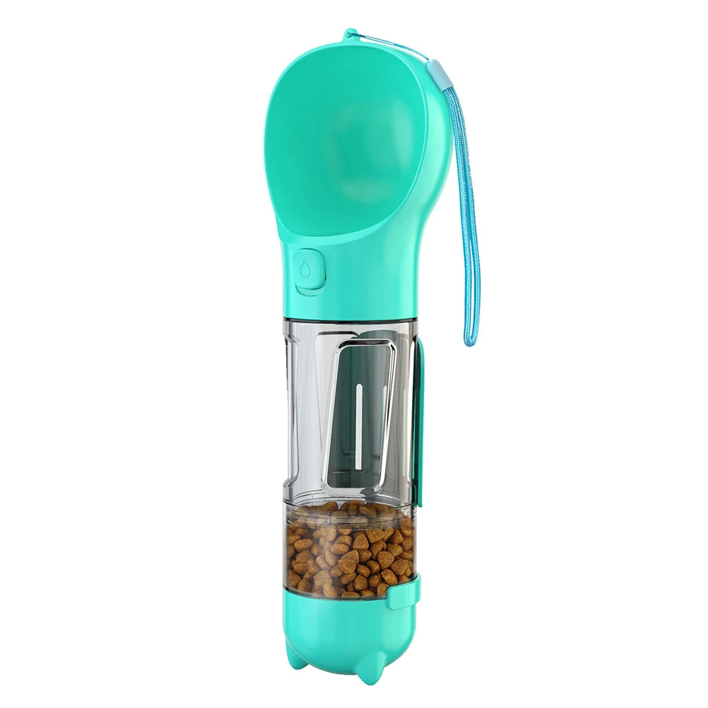 3 in 1 Portable Dog Water Bottle Dispenser-Dog Food Container with Doggy Poop Bags-3 in 1 Portable Dog Water Bottle Dispenser-Dog Food Container with Doggy Poop Bags-Courdon-Turquoise-300ml-Courdon-SKU679905032674787360556