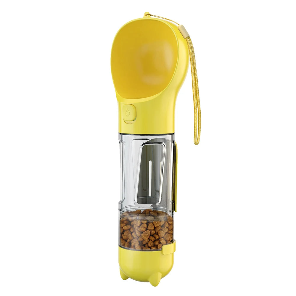 3 in 1 Portable Dog Water Bottle Dispenser-Dog Food Container with Doggy Poop Bags-3 in 1 Portable Dog Water Bottle Dispenser-Dog Food Container with Doggy Poop Bags-Courdon-Yellow-300ml-Courdon-SKU679905032674793914156