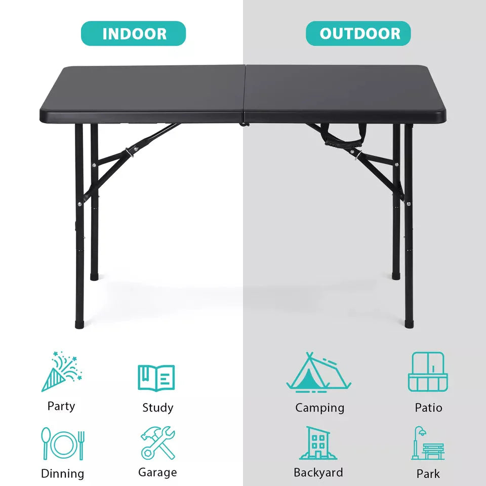 4 FT Folding Table for Party Dining In/Outdoor-4 FT Folding Table for Party Dining In/Outdoor-Courdon-Courdon-