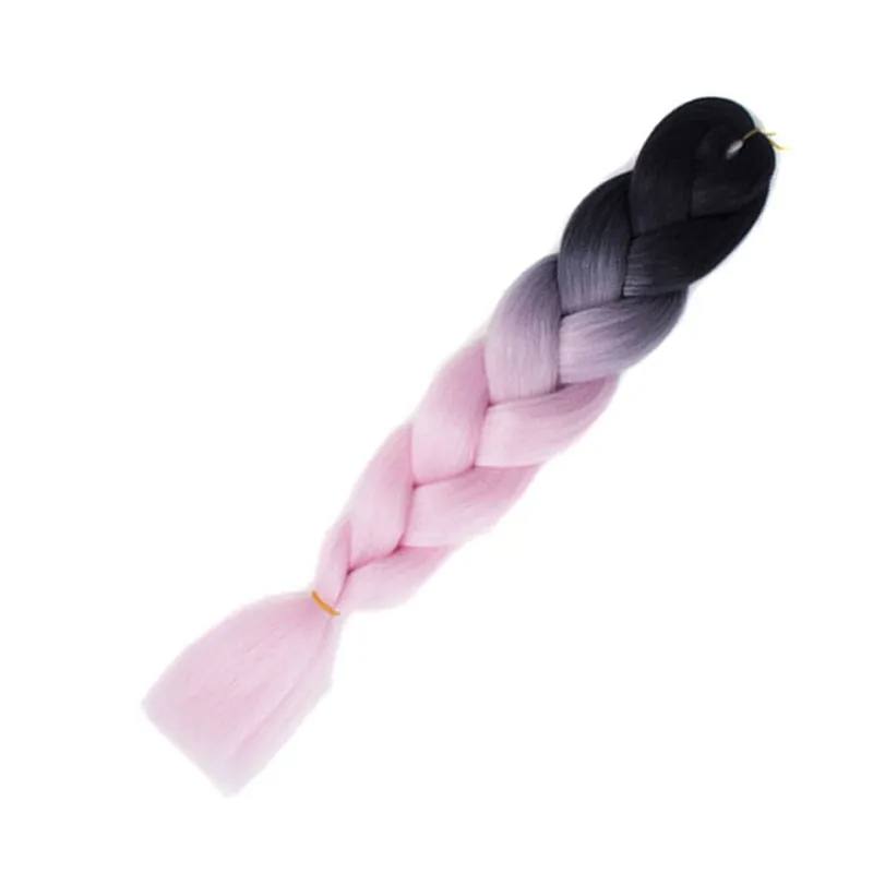 Hair Extension Ombre Braid - Hair Stretched-Hair Extension Ombre Braid - Hair Stretched-Courdon-24inches-Baby Pink - Black-Courdon-SKU679905032673375059756