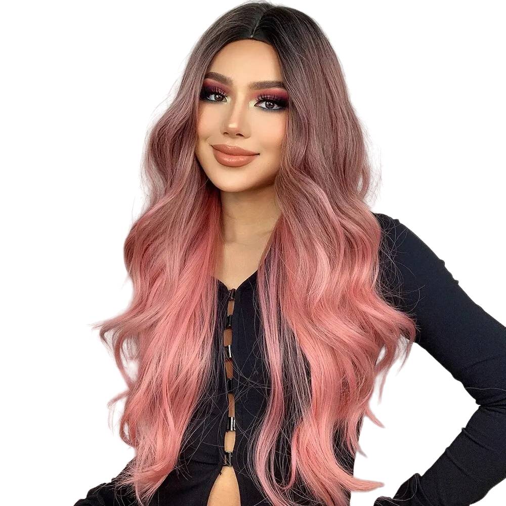 Long Wavy Wig Ombre Pink-Long Wavy Wig Ombre Pink-Courdon-Courdon-SKU679905032674154938156