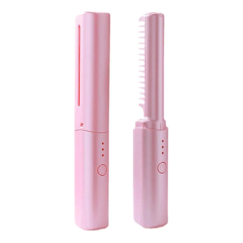 Mini Hair Brush Straightener-Mini Hair Brush Straightener-Courdon-Pink-Courdon-SKU679905032676884512556