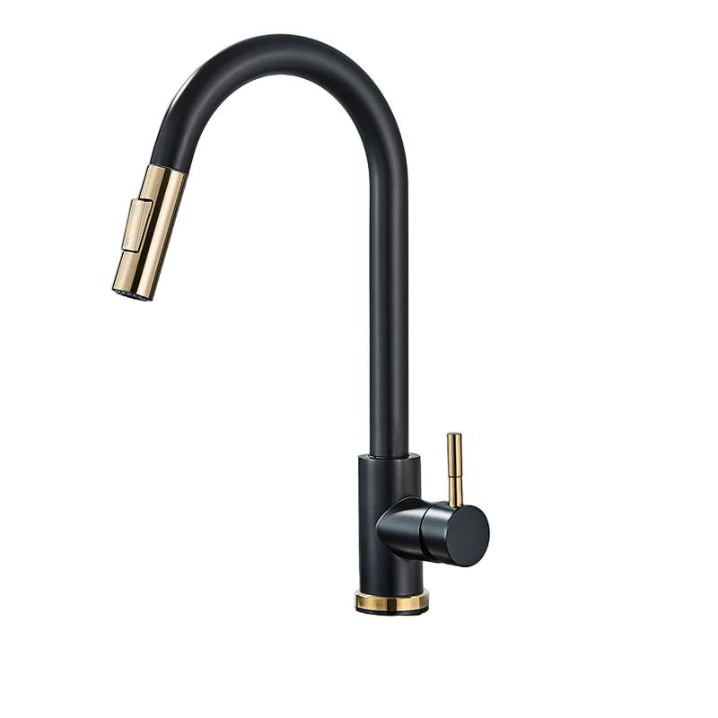 Pull Out Kitchen Faucet - Water Mixer Tap Single Handle-Pull Out Kitchen Faucet - Water Mixer Tap Single Handle-Courdon-Black Golden-Courdon-SKU679905032672365805356