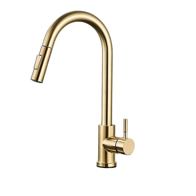 Pull Out Kitchen Faucet - Water Mixer Tap Single Handle-Pull Out Kitchen Faucet - Water Mixer Tap Single Handle-Courdon-Brush Golden-Courdon-SKU679905032672359251756