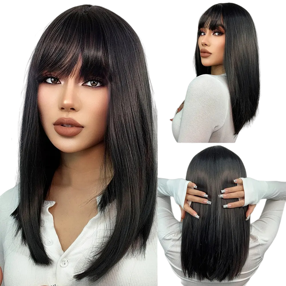 Short Straight Bob Wig with Bang-Short Straight Bob Wig with Bang-Courdon-Black-Courdon-SKU679905032677087674156