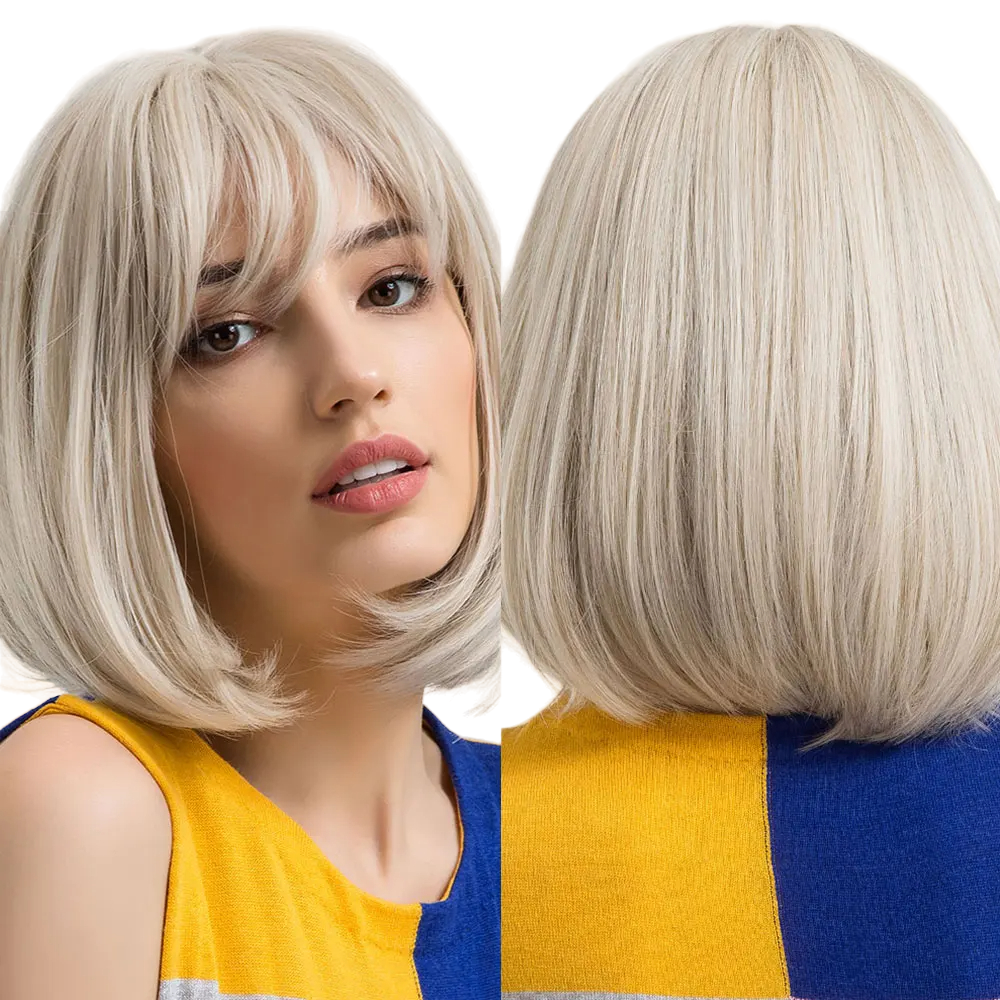 Short Straight Bob Wig with Bang-Short Straight Bob Wig with Bang-Courdon-Blonde-Courdon-SKU679905032677084397356