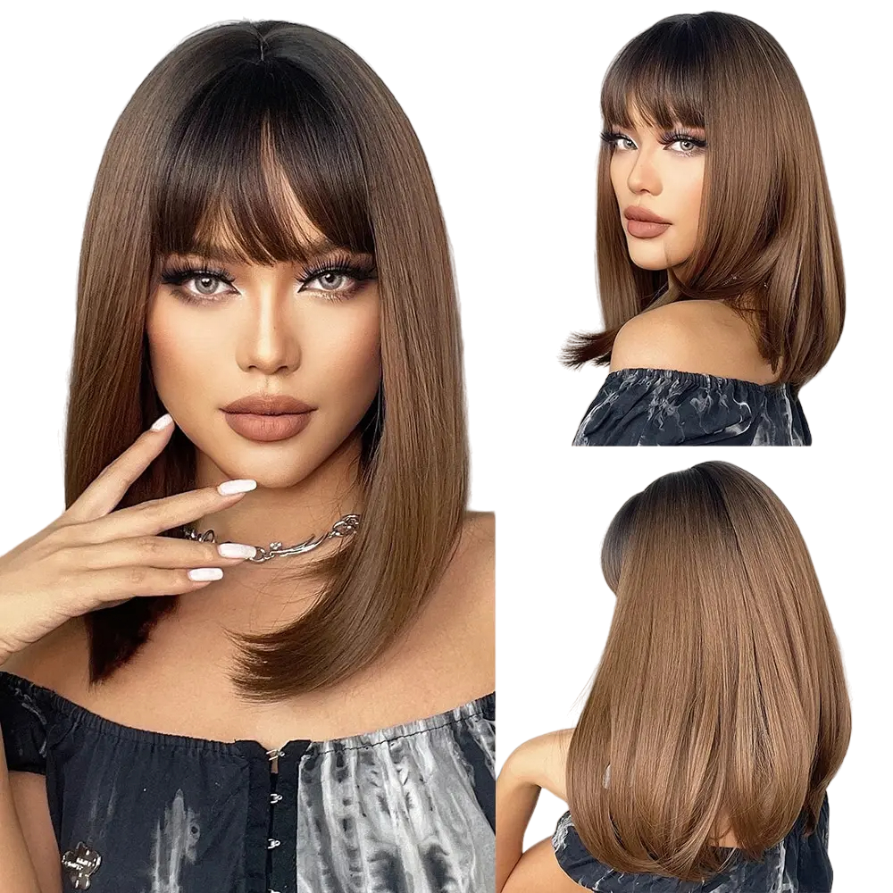 Short Straight Bob Wig with Bang-Short Straight Bob Wig with Bang-Courdon-Brown-Courdon-SKU679905032677090950956