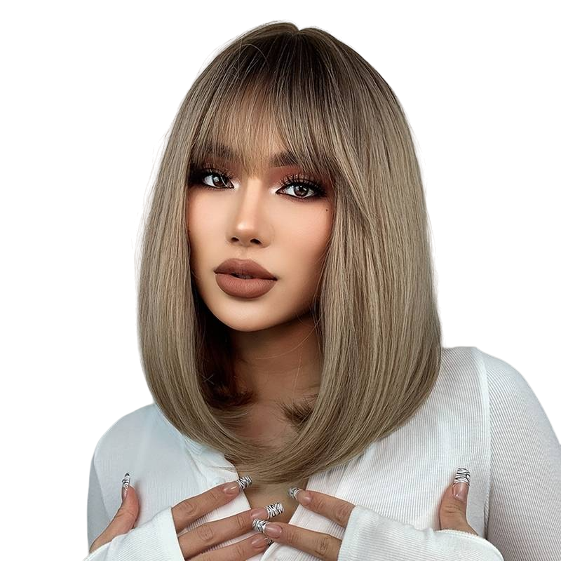 Short Straight Bob Wig with Bang-Short Straight Bob Wig with Bang-Courdon-Dark Blonde-Courdon-SKU679905032677081120556